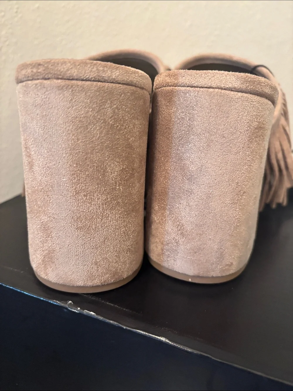 Madden NYC Women's Tan Suede Fringe Boho Platform Wedge Sandals - Size 10